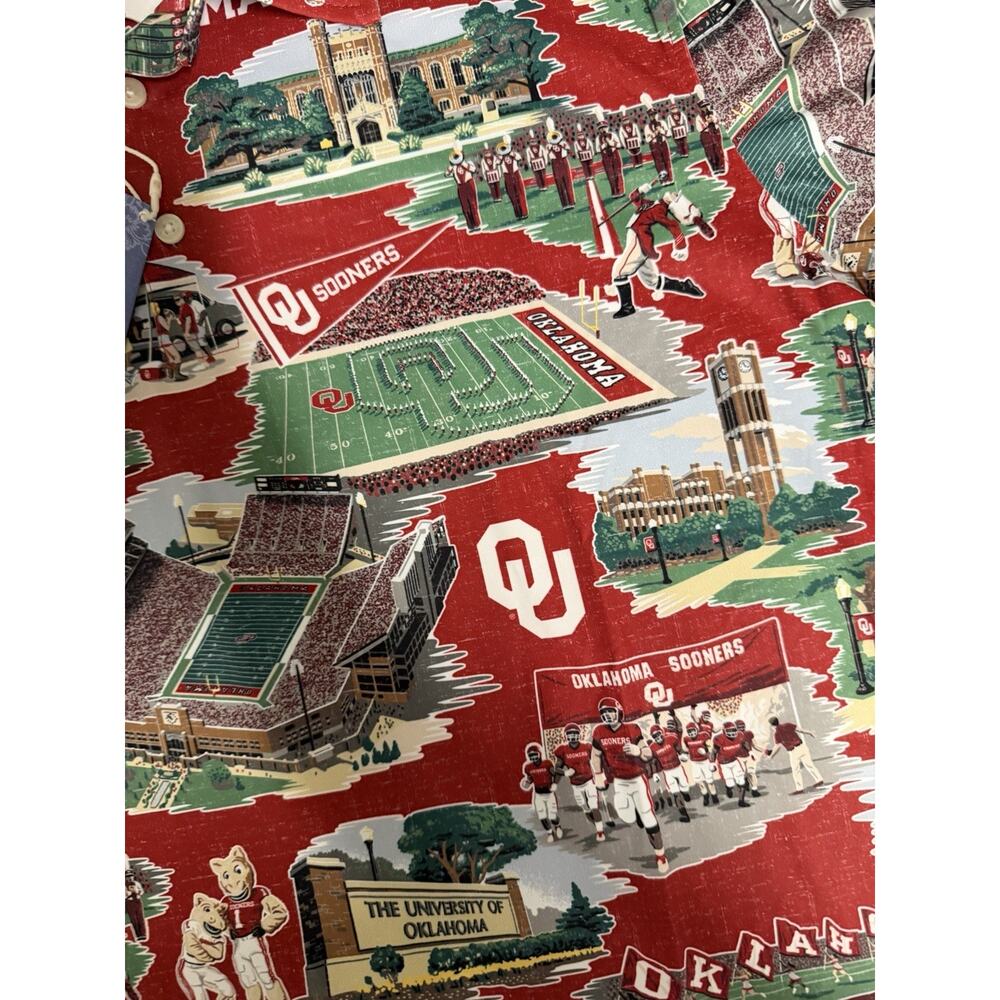 NWT Mens Reyn Spooner OKLAHOMA SOONERS SCENIC PERFORMANCE POLO Large Red SS - Picture 4 of 8